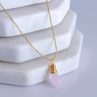 Crystal Necklace Rose Quartz, Healing Quartz Necklace, Thin Chain, Gold Thin Crystal-Necklace, Giftful Bridesmaide | Etsy (US)
