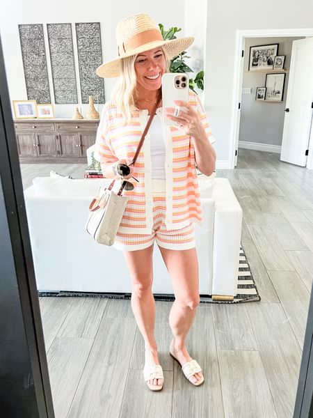 Love this crochet two-piece set with a white bodysuit sandals and a straw hat. Wearing a size small in everything. Amazon fashion summer outfit ideas.

#LTKSwim #LTKStyleTip #LTKSeasonal
