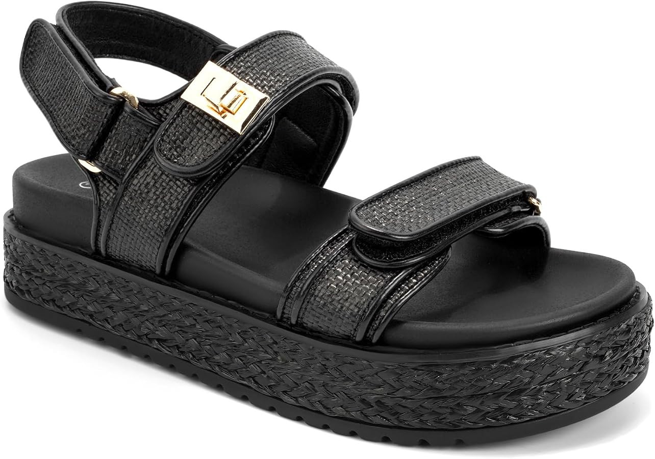 Women's Raffia Sandals Platform Open Toe Espadrille Sandals | Amazon (US)