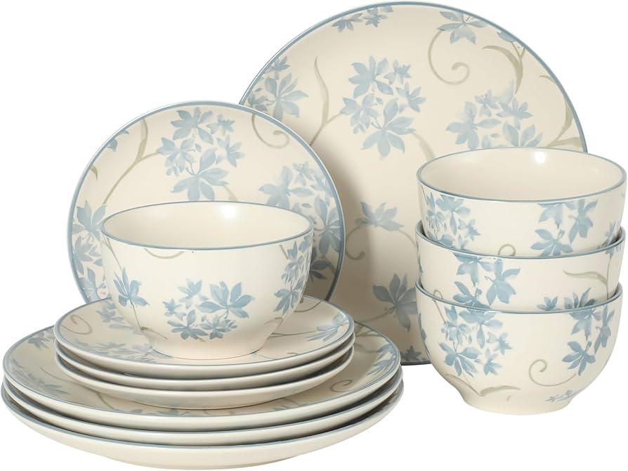 Gibson Home Admiral Hall 12-Piece Matte Stoneware Dinnerware Set – Dinner Plates, Salad Plates ... | Amazon (US)