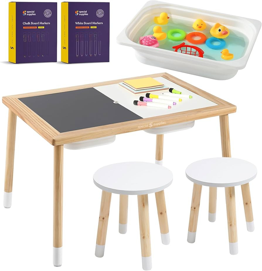 Special Supplies Toddler Sensory Table with Bins, Sand and Water Table for Kids, Writable Lids, C... | Amazon (US)