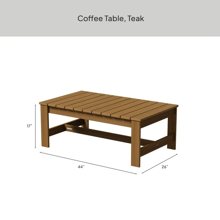 Better Homes & Gardens Ezra Outdoor HDPE Coffee Table, Teak | Walmart (US)