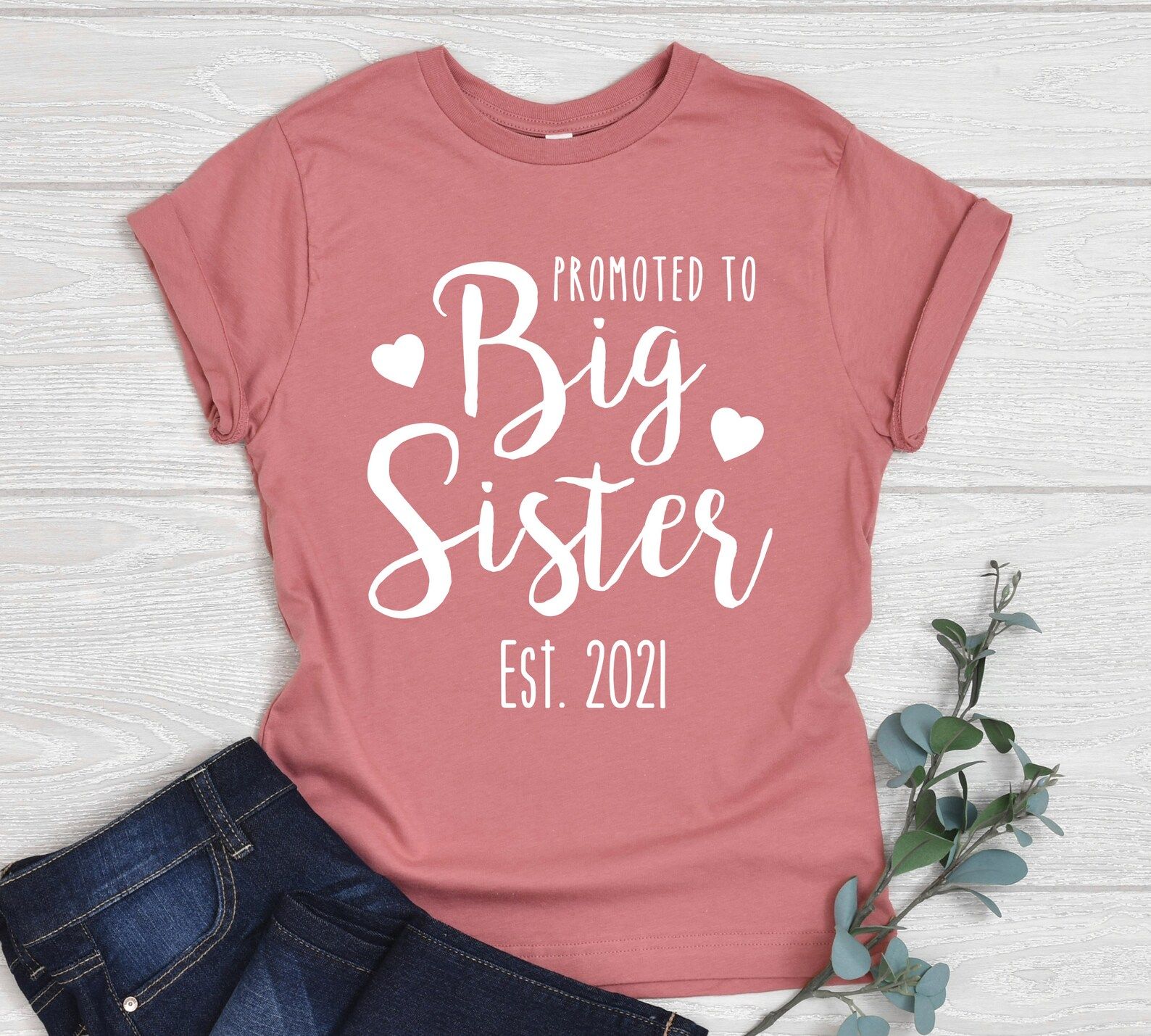 Pink Promoted to Big Sister Shirt Est. 2021 Baby | Etsy | Etsy (US)