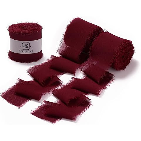 DORIS HOME Burgundy Chiffon Ribbon for Flower Bouquet, 2" x21Yd Fabric Ribbon for Gift Wrapping, ... | Amazon (US)