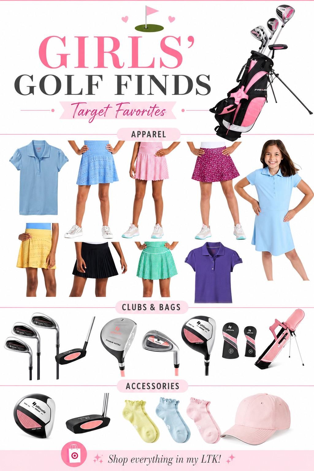 💖 Looking for cute girls' golf outfits and accessories? I've rounded up my favorite Target finds—from stylish polos and skirts to beginner clubs, bags, and must-have accessories—all in one place. ⛳✨

Tap to shop my complete collection and find everything your junior golfer needs for the course. 🩷

#LTKKids #LTKGolf #LTKFamily #LTKFindsUnder100 #JuniorGolf #GirlsGolf #TargetFinds #GolfStyle #GolfLife #GolfMom #TargetStyle #GolfFashion 

 #LTKmomlife #LTKActive #LTKKids