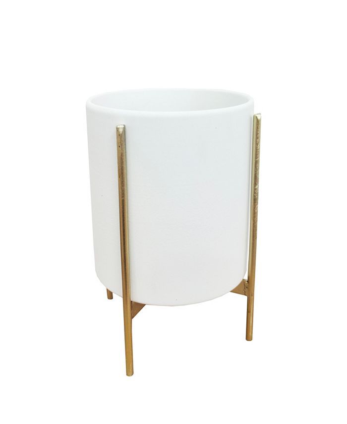 Jay Imports White Ceramic Planter with Gold Metal Stand & Reviews - Artificial Plants - Home Deco... | Macys (US)