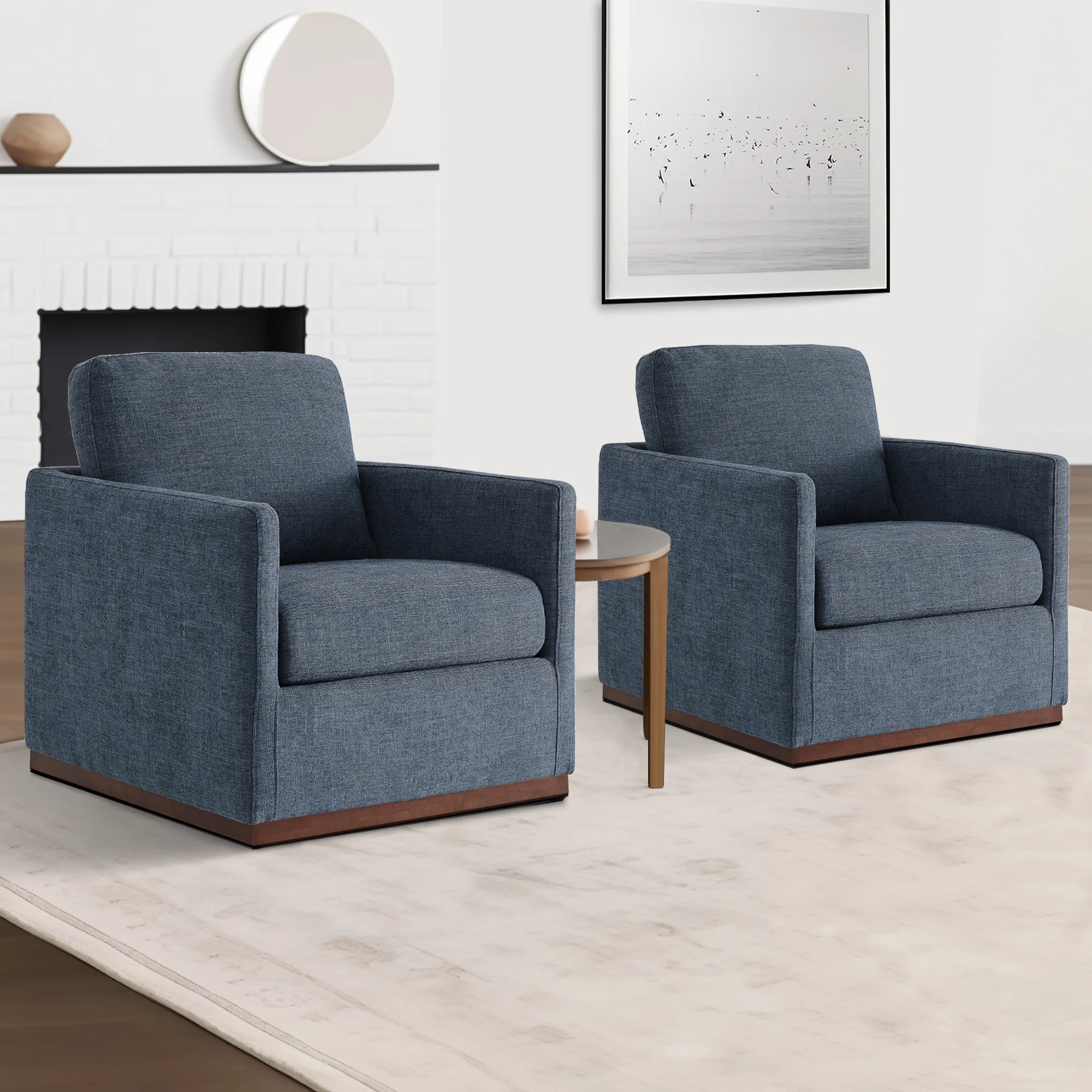 Benten Upholstered Swivel Armchair (Set of 2) | Wayfair North America
