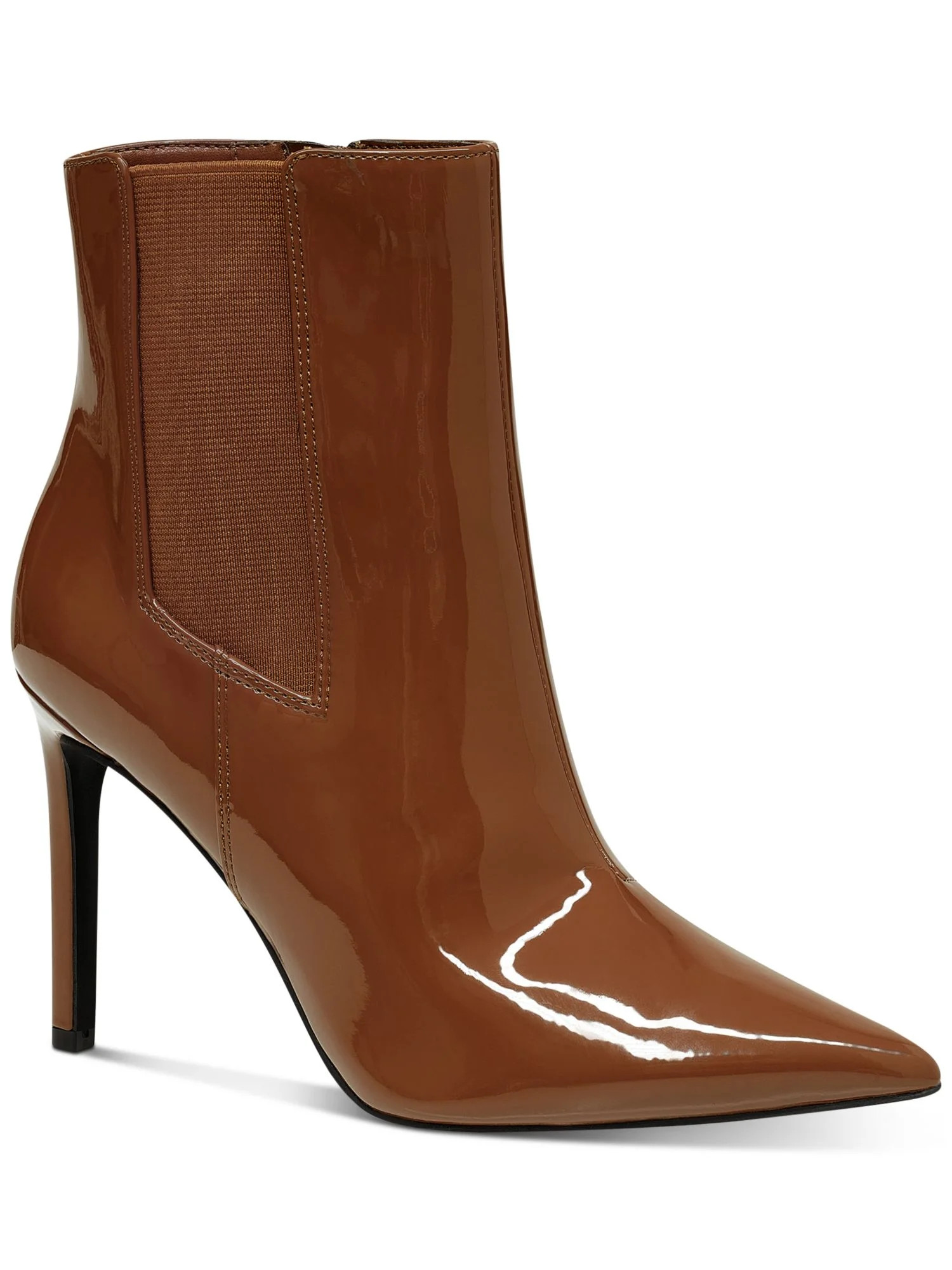 INC Womens Brown Patent Comfort Goring Katalina Pointy Toe Stiletto Zip-Up Booties 8.5 M | Walmart (US)