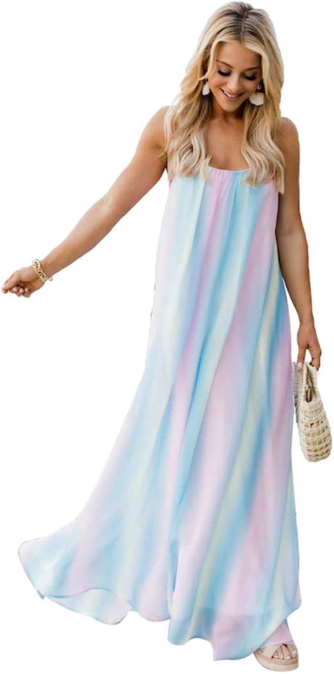 Cichic Women Dresses Plus Bohemian Dress Party Dress Casual Loose Sleeveless Long Maxi Dress S-2... | Amazon (US)