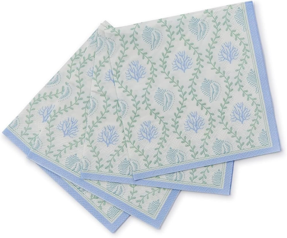 Two's Company Coastal 3-Ply Paper Cocktail Napkin, 5-Inch, Set of 30 | Amazon (US)