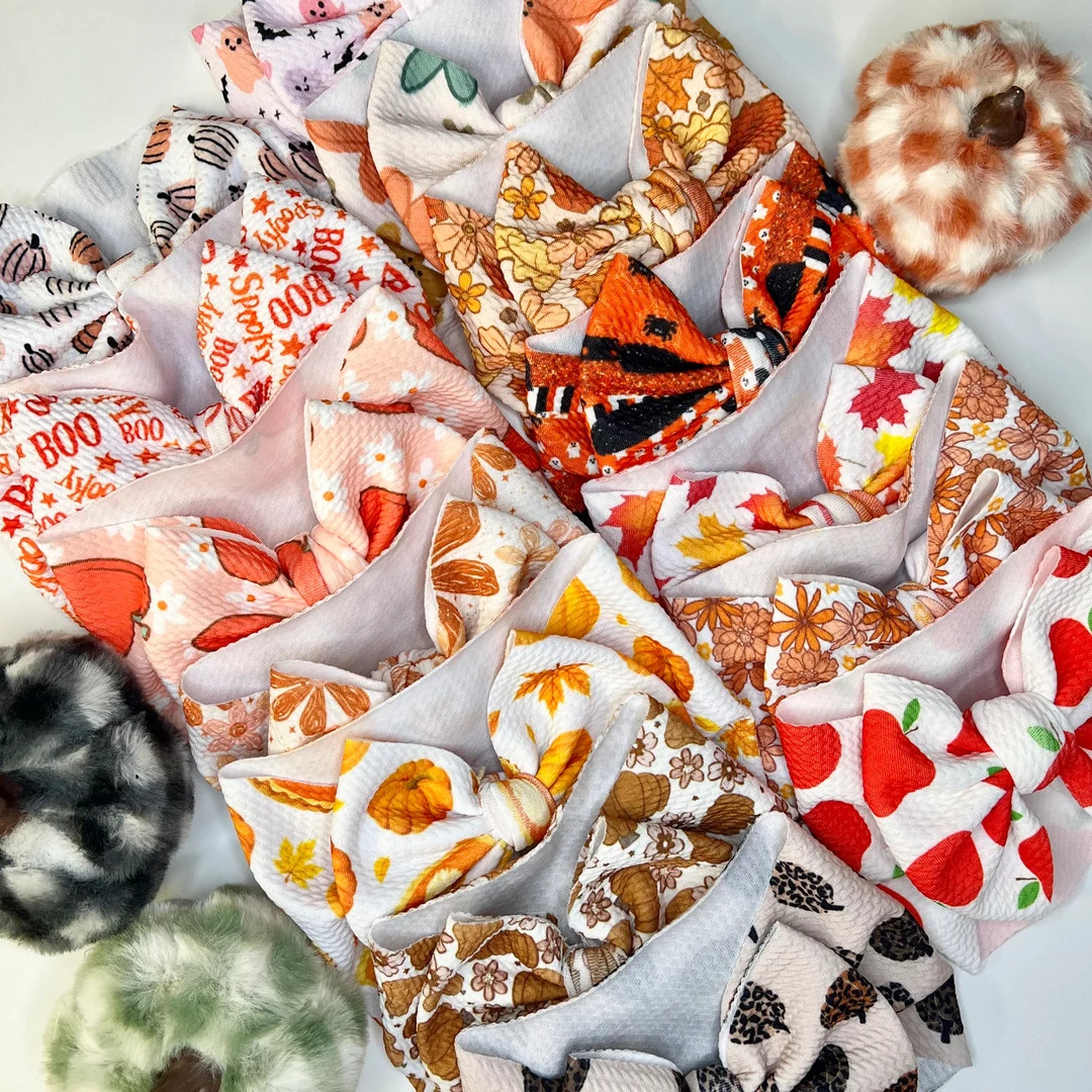 Halloween Newborn Big Bow Headband, Pumpkin Baby Headband, Fall Toddler Big Bow Headwrap - Etsy | Etsy (US)