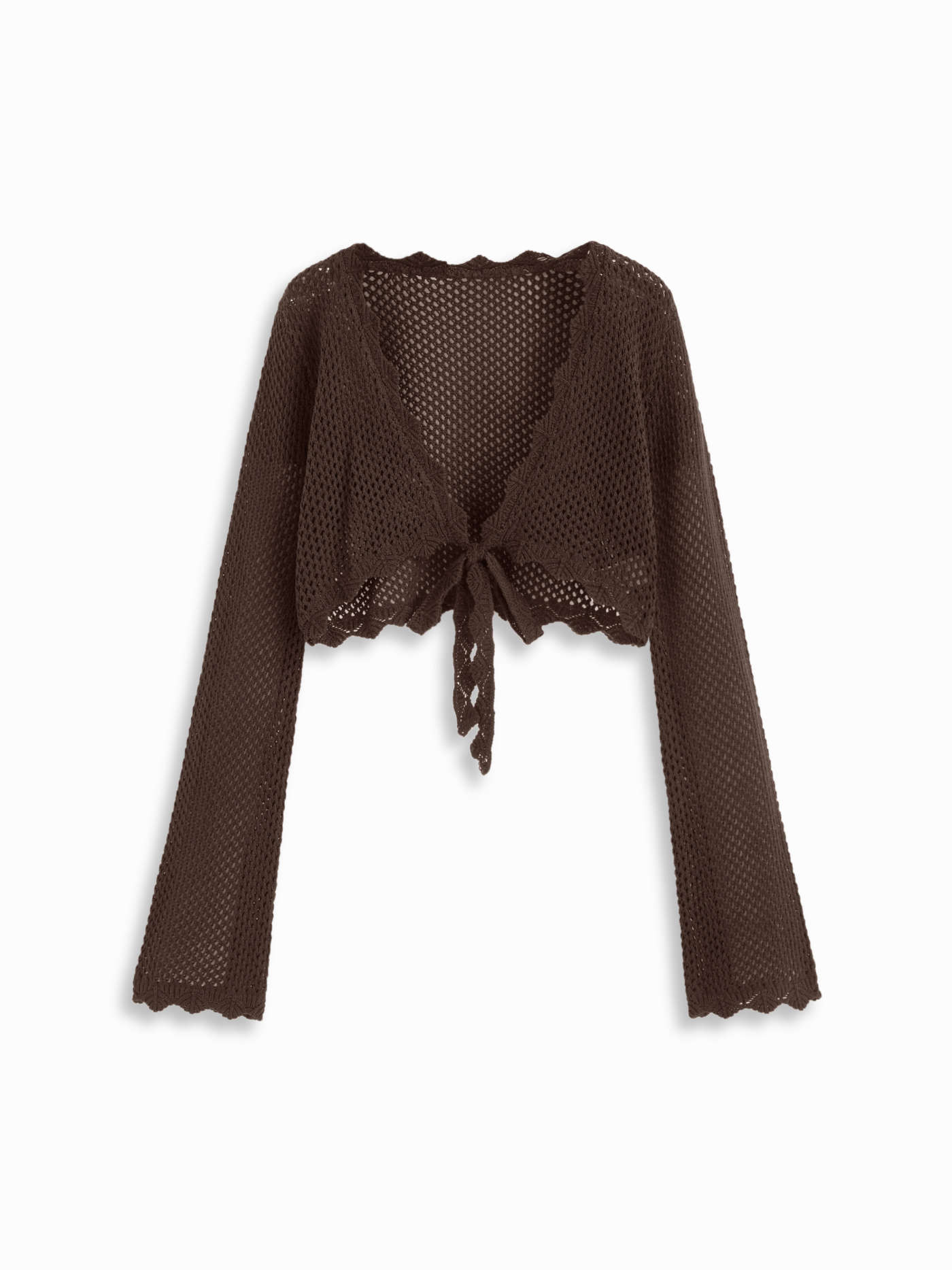 Knit Crochet Hollow Out Bell Sleeve Knotted Oversized Cardigan | Cider