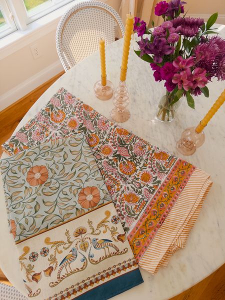 New tablecloths and candlesticks for spring! 🌼 the taper candles show up more orange than ivory, but they are still fun and go well with both tablecloths ✨

#LTKfindsunder50 #LTKSeasonal #LTKhome