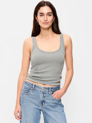 First-Layer Ribbed Scoop-Neck Tank Top | Old Navy (US)