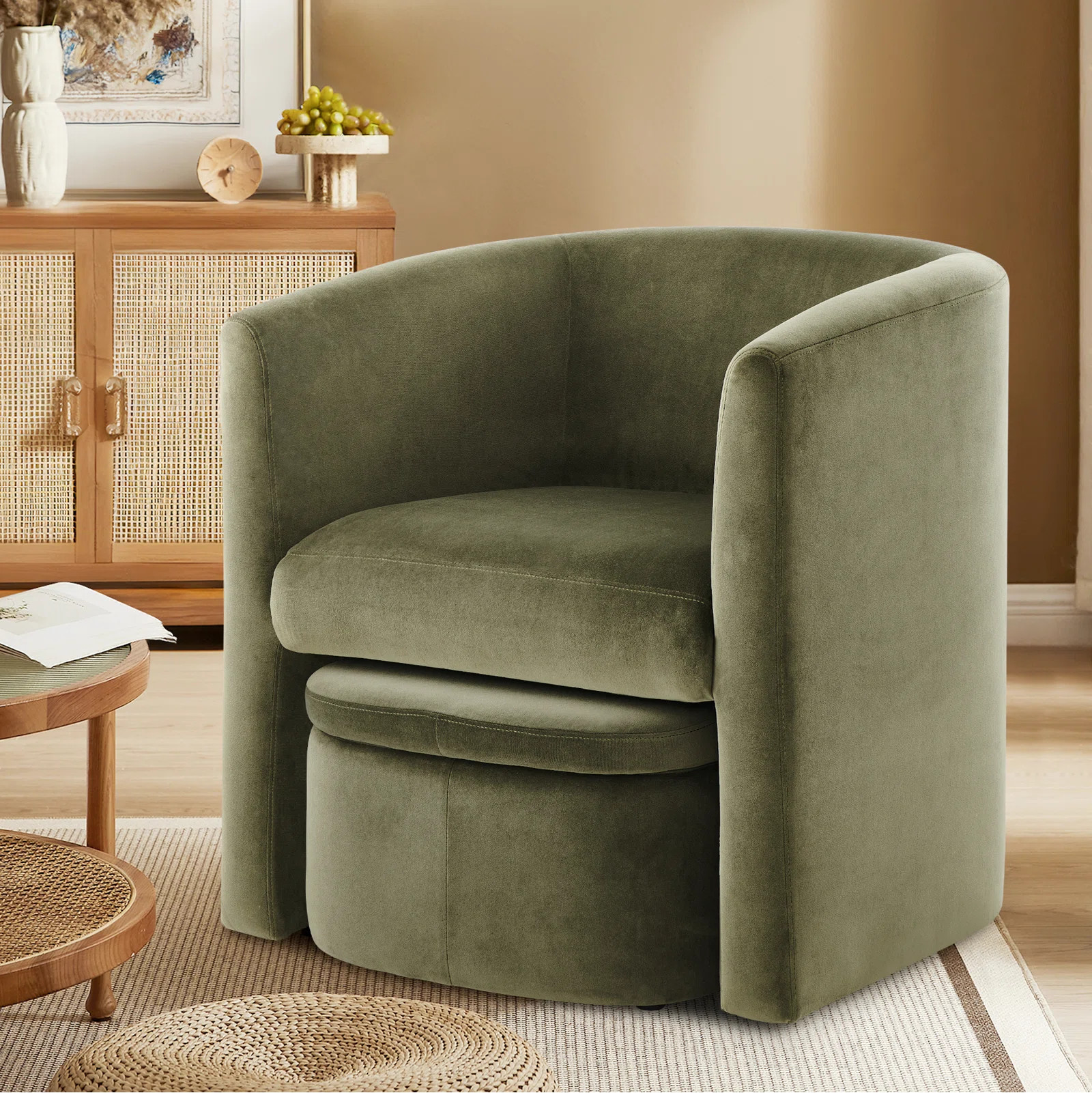 Braedin Upholstered Accent Chair & Storable Ottoman, No Assembly Required | Wayfair North America