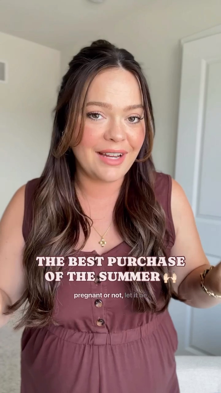 The BEST romper for summer - technically it’s maternity but I’d call it bump friendly because I’ll definitely be wearing it postpartum - I have it in two colors!! Wearing my true size large // has pockets too 👏🏻

#LTKstyletip #LTKfindsunder50 #LTKbump