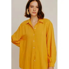 Camisa linho repuxe costas laranja mango 38 | OffPremium (BR)