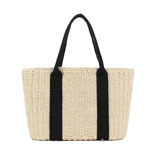 GZIBTB Large Straw Tote Bag Raffia Summer Shoulder Bag Woven Handbag Beach Vacation Travel Purse For Women (Beige) | Amazon (US)