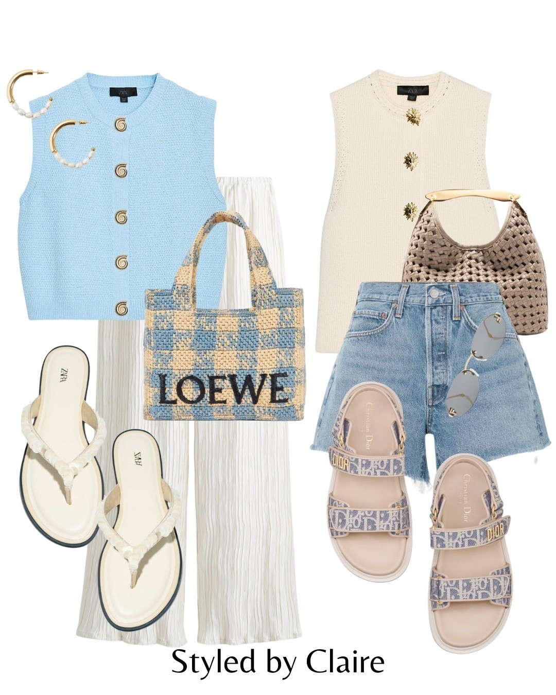 Powder blue & cream🦋
USE CODE CS20 on the Elleme bags
Tags: shell button waistcoat knit top Loewe raffia bag crinkle trousers embellished Zara sandals sliders flip flop denim shorts agolde Elleme woven bag Dior sandals holiday vacation outfits with a tan golden hour Dubai Ibiza Mykonos Barcelona Maldives chic style city break brunch

#LTKsummer #LTKstyletip