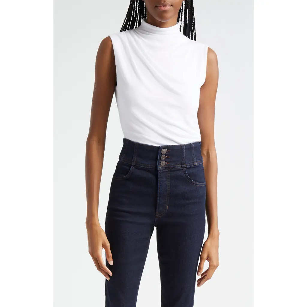 Veronica Beard Mylie Mock Neck Sleeveless Top in White at Nordstrom, Size Small | Nordstrom