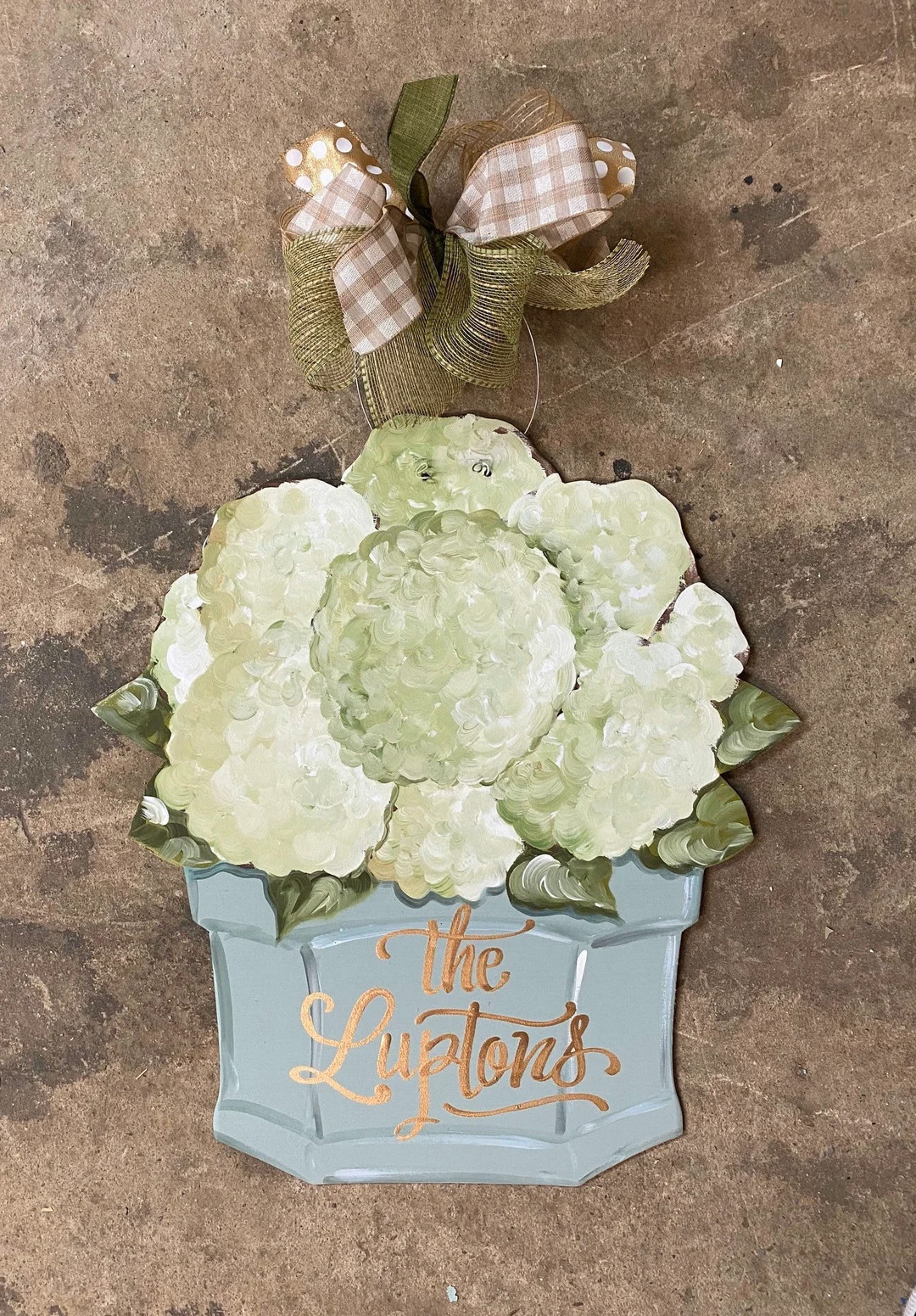 White Hydrangea flower pot door hanger | Etsy (US)