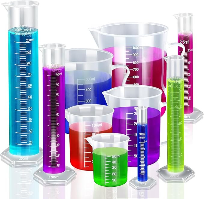 Teenitor Graduated Cylinder Plastic Beaker, 5pcs Plastic Graduated Cylinder 10ml 25ml 50ml 100ml ... | Amazon (US)