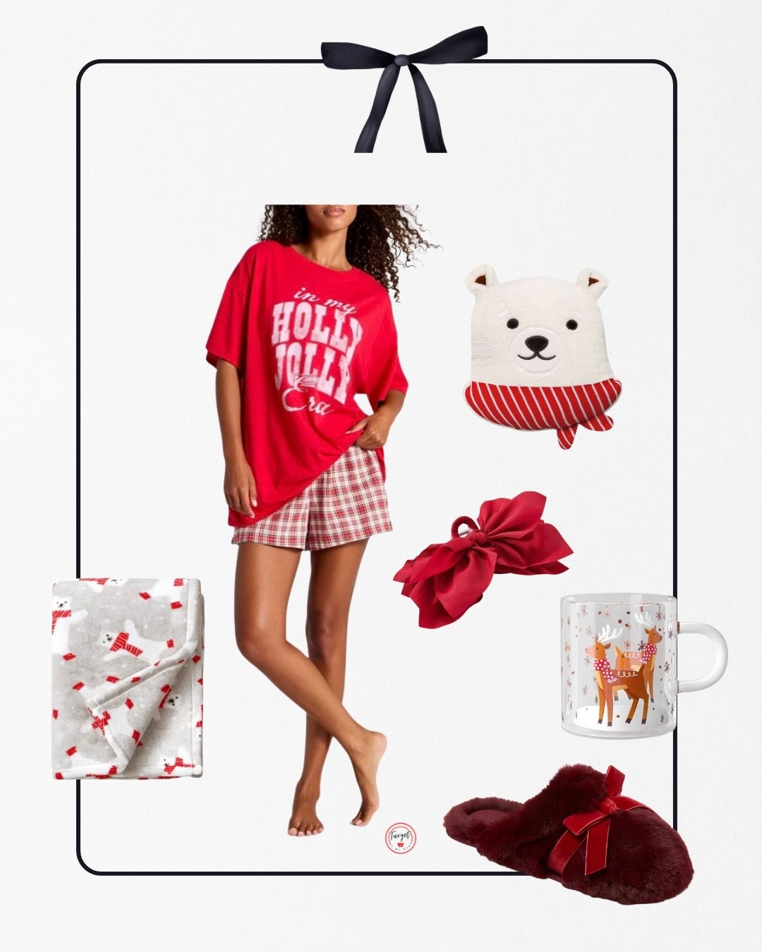 Target Cozy Christmas Looks Red graphic pj short, plaid shorts, hair bow claw, plush bow slippers, graphic polar bear throw blanket, & clear deer graphic coffee mug 

#LTKGiftGuide #LTKHome #LTKHoliday