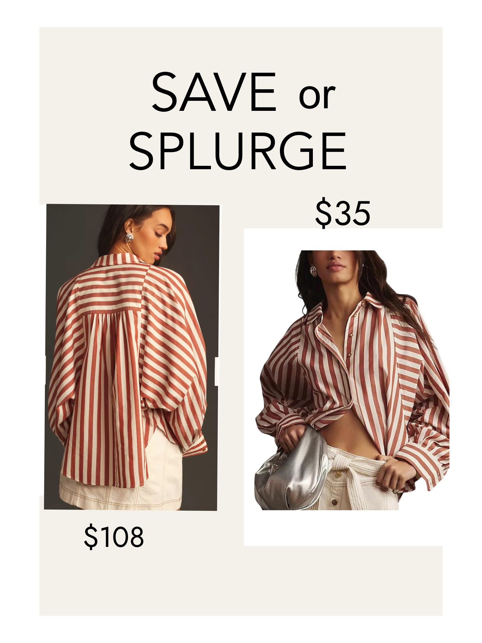 Save or splurge stripe blouse. 

#LTKOver40 #LTKFindsUnder50
