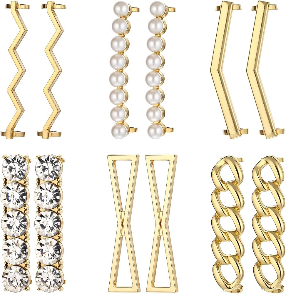 JJUNW 12 PCS Shoelace Charms, DIY Decorative Shoe Clips, Gold Sneakers Shoelaces Decorations Faux... | Amazon (US)