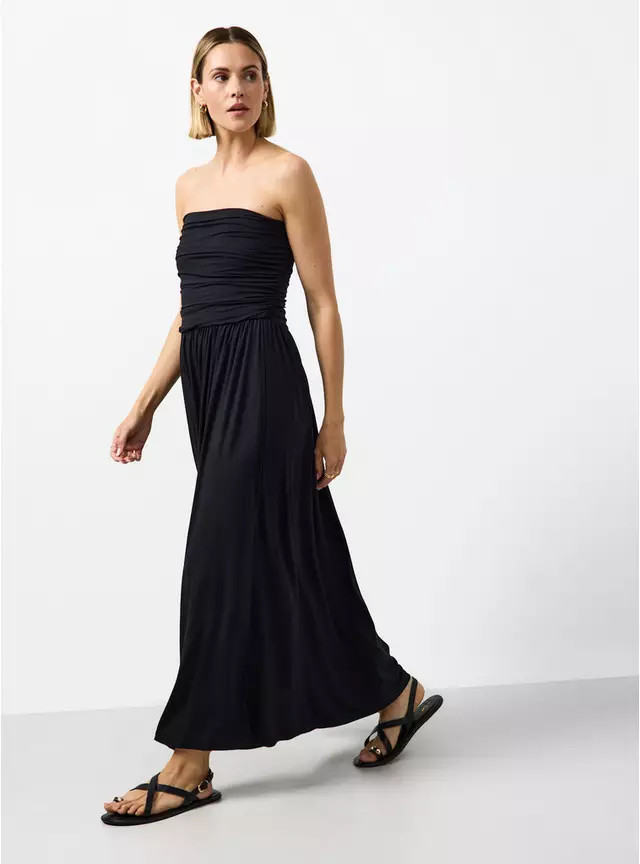Buy Dark Brown Jersey Bandeau Style Maxi Dress 14 | Maxi | Tu | Tu Clothing