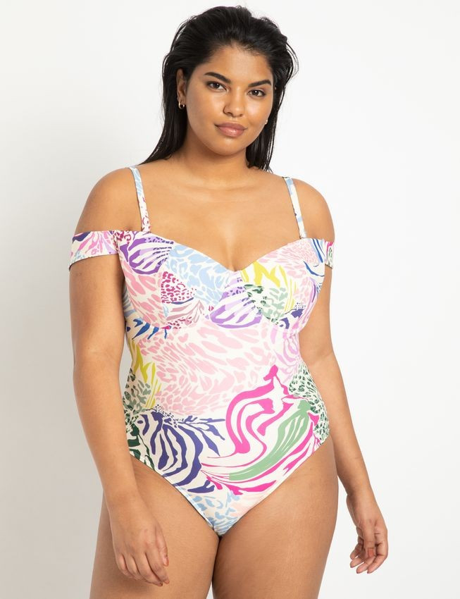 Off The Shoulder Swimsuit - Under The Sea | Eloquii