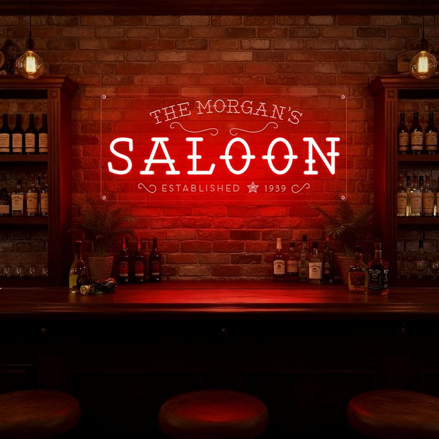 Custom Saloon Neon Sign, Vintage Personalized Name Bar LED Light for Cowboy Bar Home Pub Lounge M... | Amazon (US)