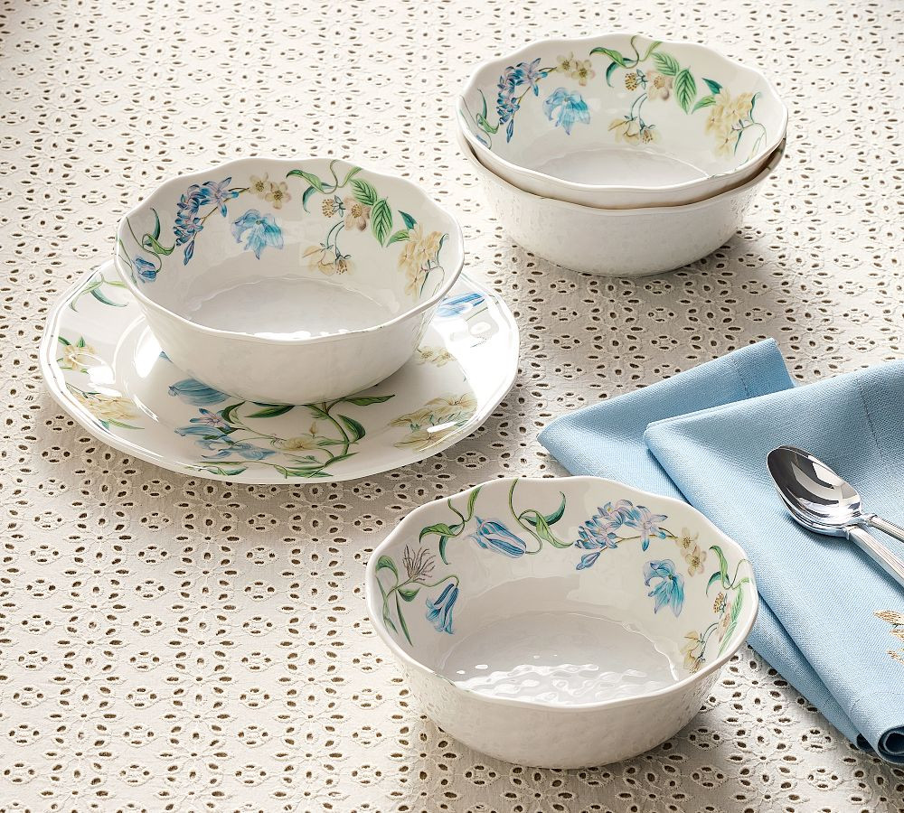 Monique Lhuillier Summer Blossom Outdoor Melamine Cereal Bowls - Set of 4 | Pottery Barn (US)
