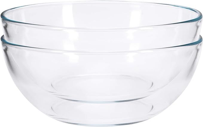 FOYO 8-inch Round Tempered Glass Bowl for Mixing Salad or Cereal, Set of 2 | Amazon (US)