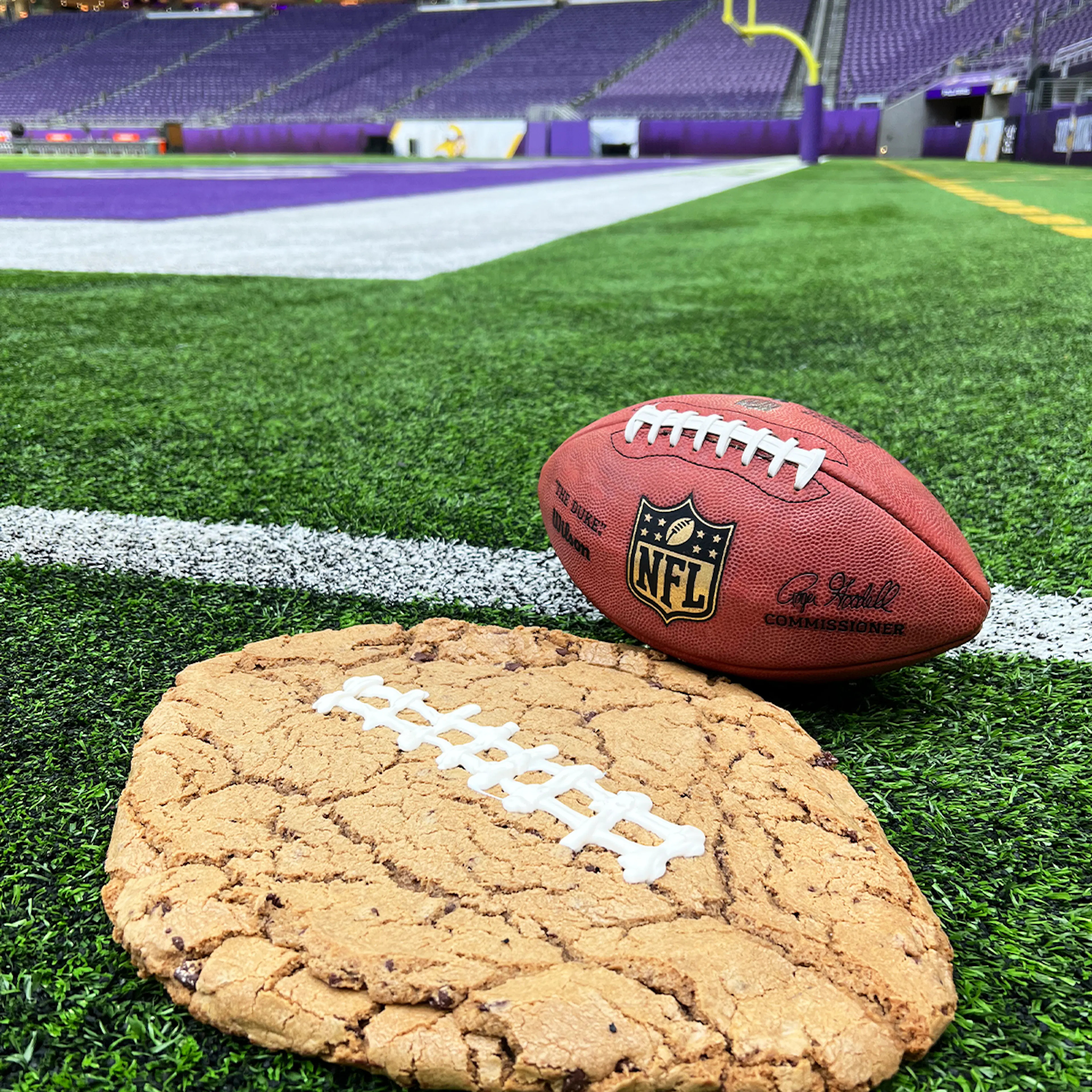 GIANT 5 lb Limited Edition Football Cookie by T-Rex Cookie Company | Goldbelly | Goldbelly