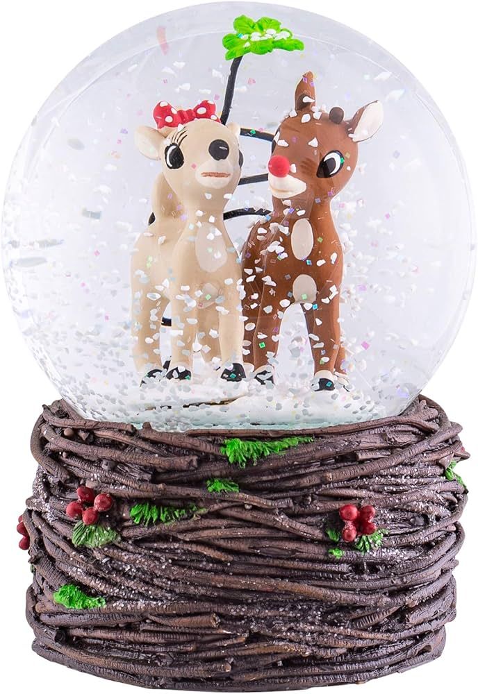 Rudolph and Clarice Holiday Forest 6 x 4 Resin Holiday Snow Globe Dome | Amazon (US)