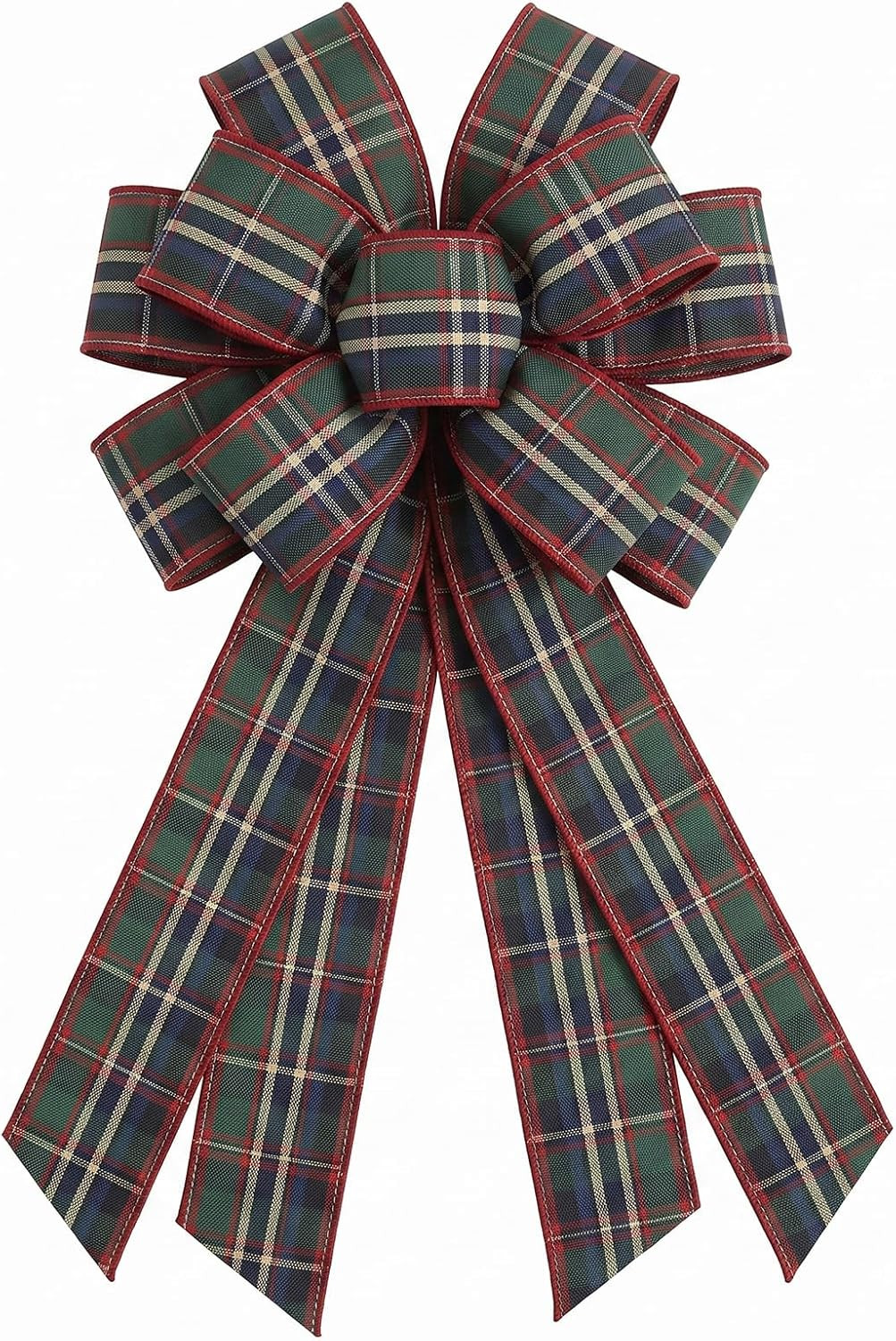 Festival Christmas Plaid Wreath Bow Green Red Vintage Ribbon Bow for Wreath | Amazon (US)