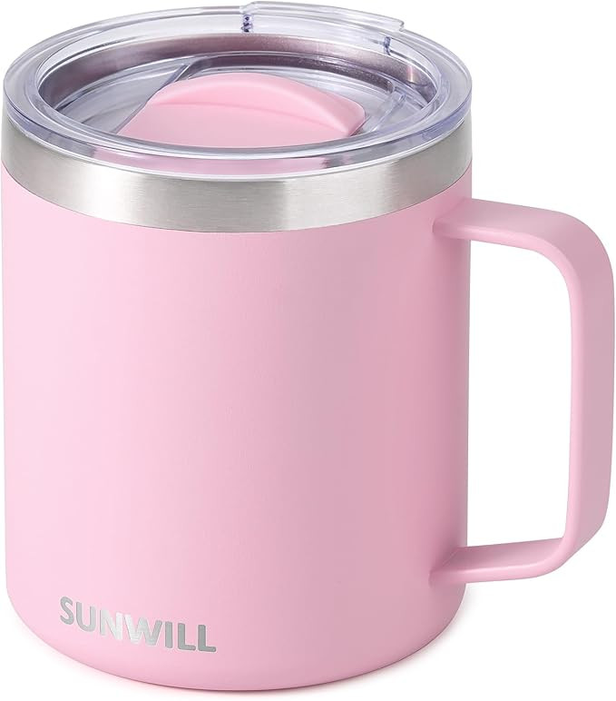 SUNWILL Insulated Coffee Mug with Lid, Travel Tumbler Reusable, 14 oz Stainless Steel Cup for Cam... | Amazon (US)