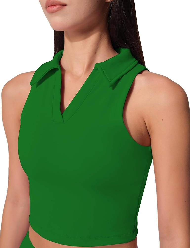 Womens Golf Shirt Sleeveless Polo Collared Tennis Shirts for Women Athletic Workout Cropped Tank ... | Amazon (US)