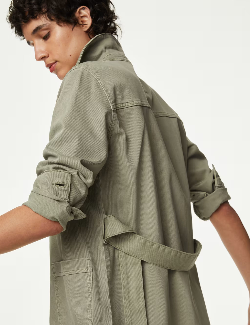 Cotton Rich Belted Revere Collar Jacket | Marks & Spencer (UK)