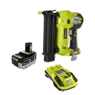 ONE+ 18V Cordless AirStrike 18-Gauge Brad Nailer with HIGH PERFORMANCE Lithium-Ion 4.0 Ah Battery... | The Home Depot