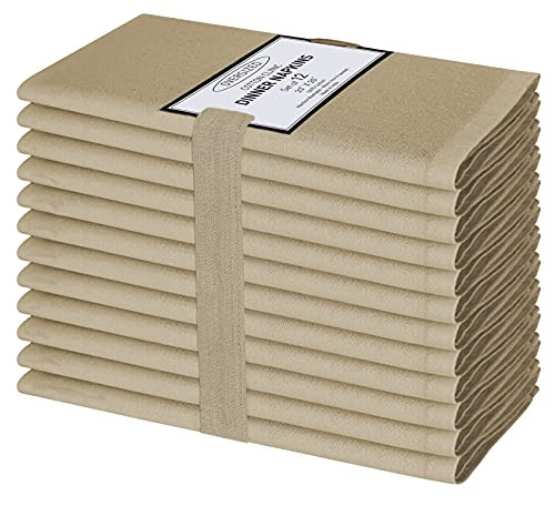 Cotton Clinic Cloth Dinner Napkins - Perfect Everyday Use Table Napkins - Soft Durable Washable - Ideal for Party Wedding Christmas Easter - Set of 12-20x20 inches Beige Napkins | Amazon (US)