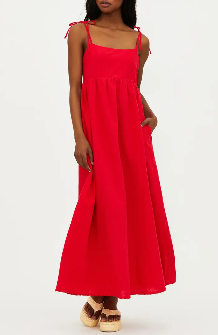 Valory Tie Strap Cotton & Linen Cover-Up Maxi Dress | Nordstrom