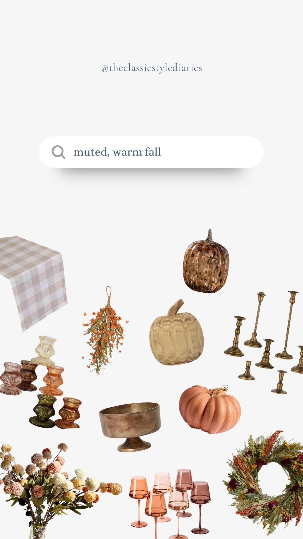 Classic fall decor with a warm twist. If you’re into earth tones, oranges, browns, copper, you’ll love these picks. 🍁🍂🧡

Fall decor, pumpkins, candlesticks, bowl, table runner, wreath, faux stems, wine glasses, faux florals 

#LTKHome #LTKSaleAlert #LTKSeasonal