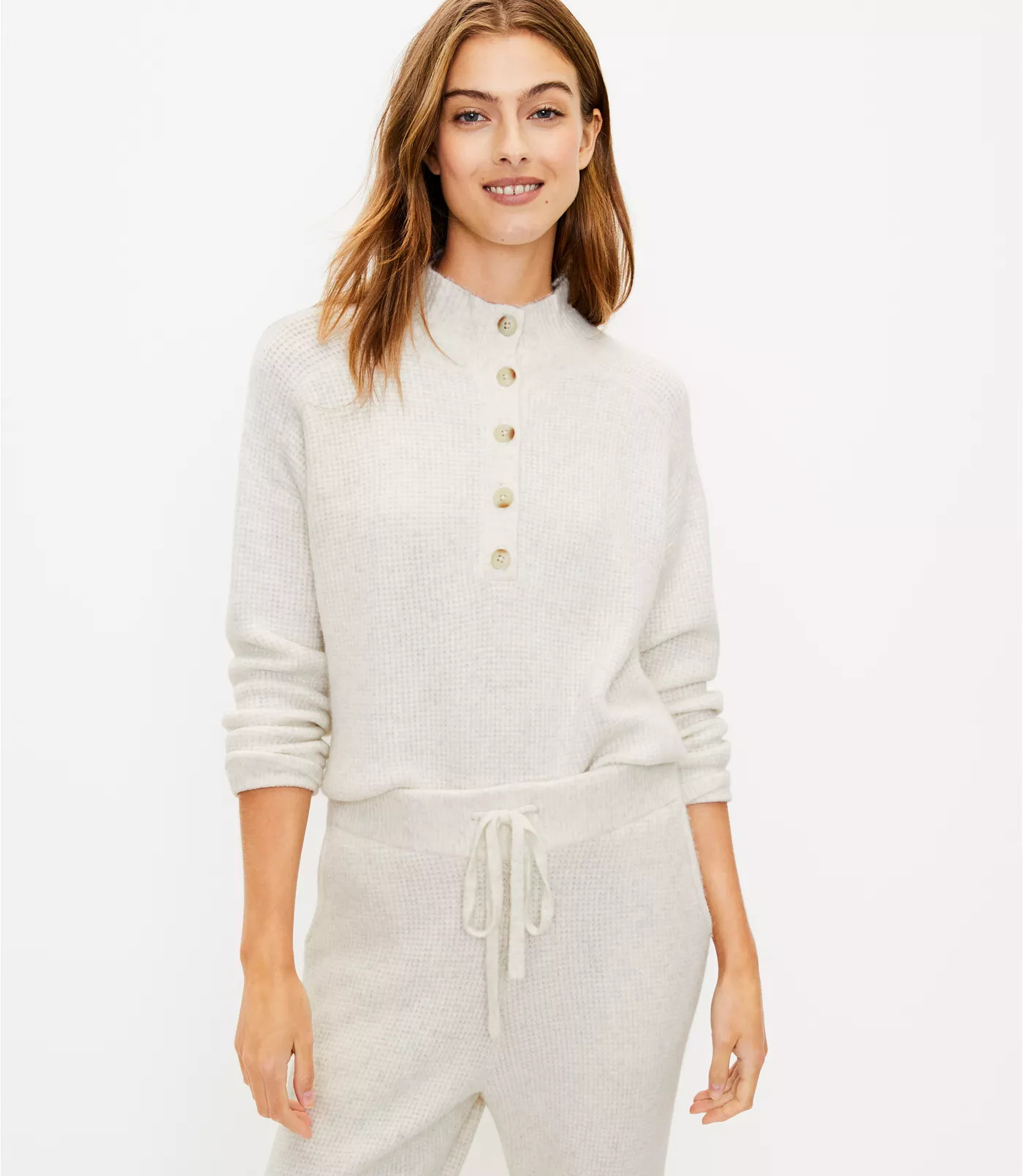Lou & Grey Wafflestitch Henley Sweater | LOFT | LOFT