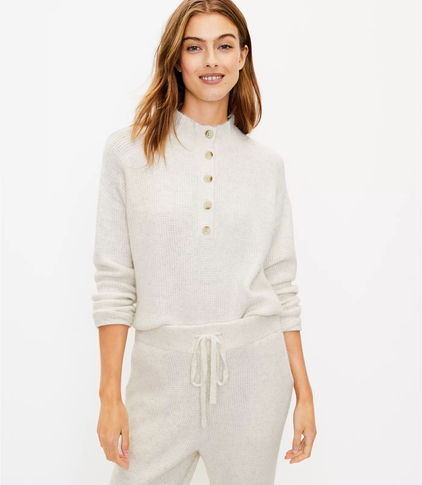 Lou & Grey Wafflestitch Henley Sweater | LOFT | LOFT