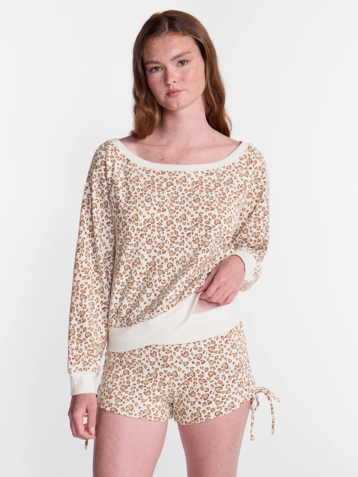 No Boundaries Waffle Knit Sleep Top, Women’s and Women’s Plus XS-2X | Walmart (US)