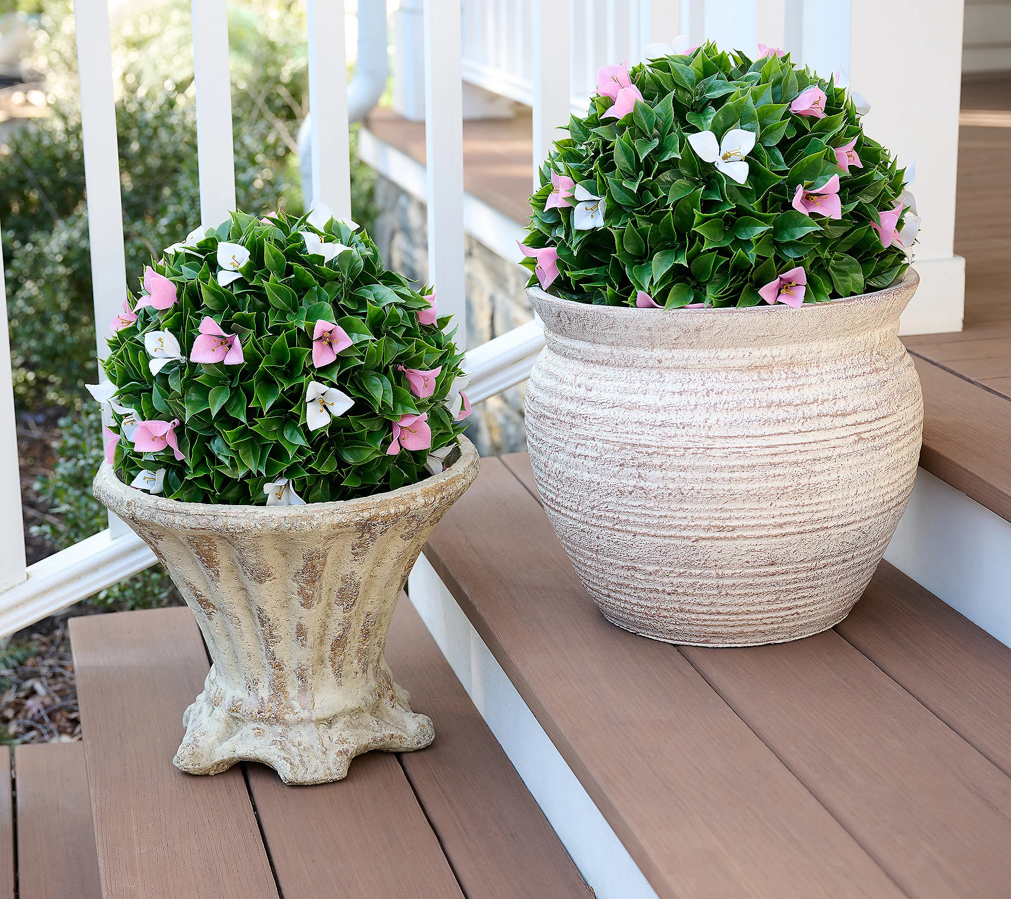 As Is Wicker Park Set of 2 Faux Bougainvillea 13"" Spheres | QVC