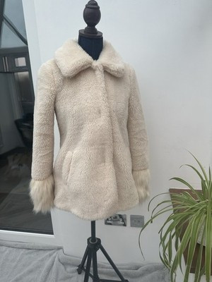 Cream River Island Faux Fur Borg Coat – UK 8 | eBay UK