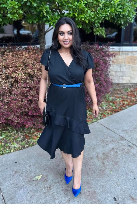 Black dress and blue accessories #ninewest #blueshoes #bluesuedeshoes #bluebelt #kendrascott #chanelbag #midsize 

#LTKshoecrush #LTKstyletip #LTKitbag